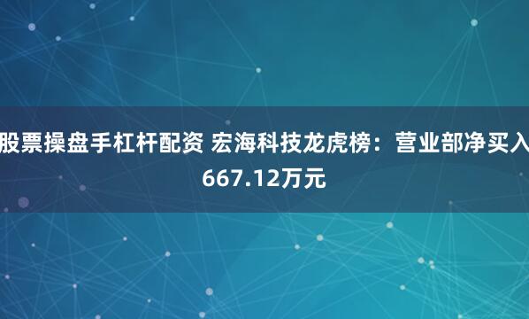 股票操盘手杠杆配资 宏海科技龙虎榜：营业部净买入667.12万元