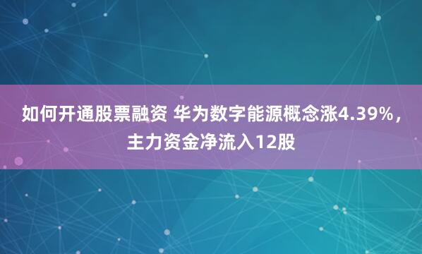 如何开通股票融资 华为数字能源概念涨4.39%，主力资金净流入12股