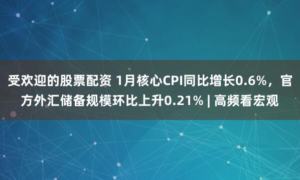 受欢迎的股票配资 1月核心CPI同比增长0.6%，官方外汇储备规模环比上升0.21% | 高频看宏观