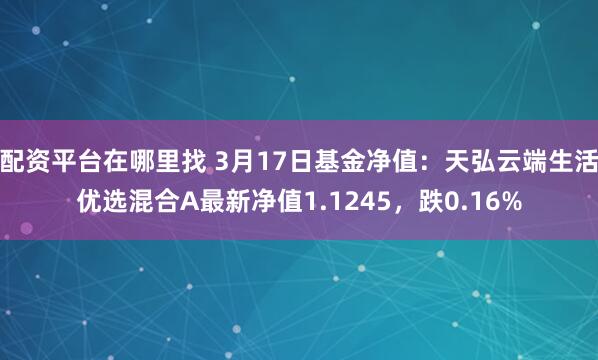 配资平台在哪里找 3月17日基金净值：天弘云端生活优选混合A最新净值1.1245，跌0.16%